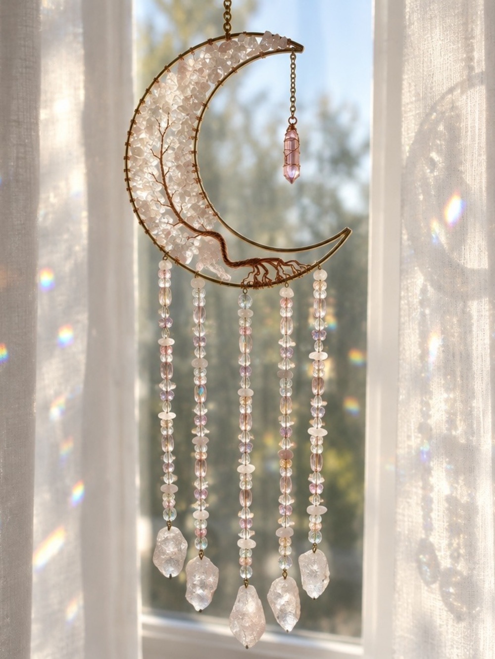 Crystal Crescent Moon Hanging Suncatcher